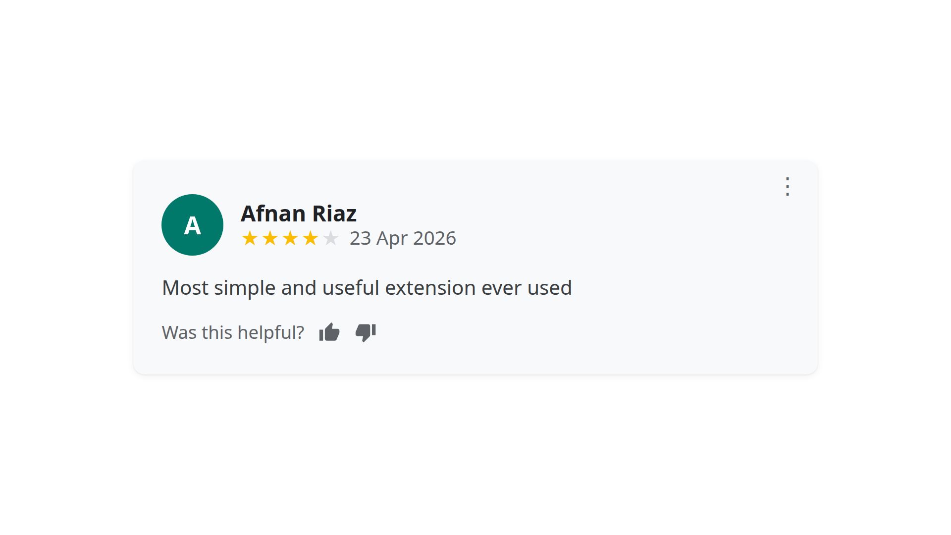 Afnan Riaz's Chrome Web Store feedback for One Shot Fix