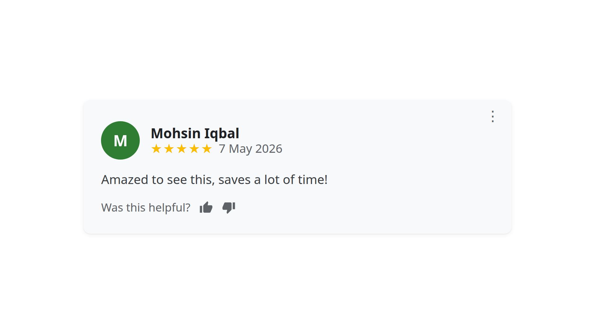 Mohsin Iqbal's Chrome Web Store feedback for One Shot Fix